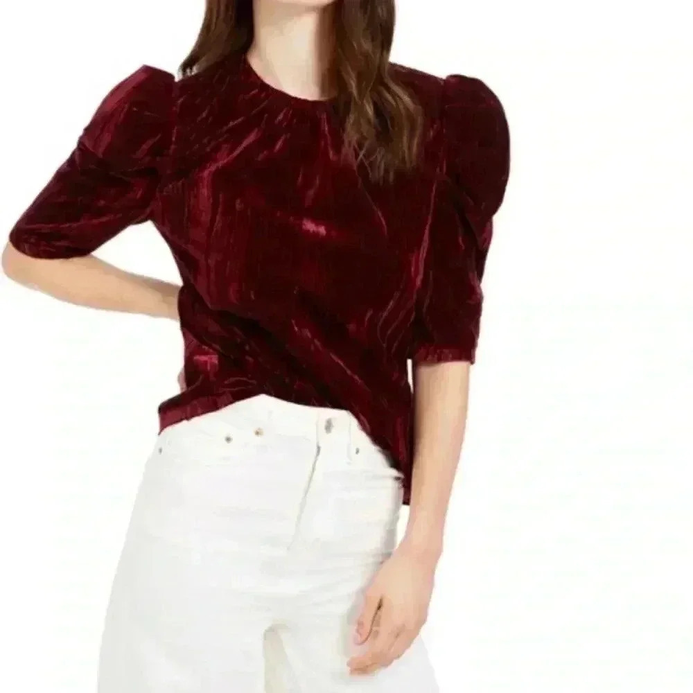 Leyden Crushed Velvet Puff Top Sleeve Size S